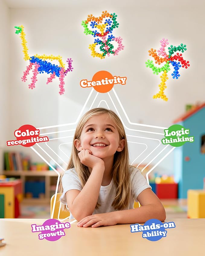 300 Pieces Building Blocks Kids STEM Toys Educational Discs Sets Interlocking Solid Plastic for Preschool Boys and Girls Aged 3+, Birthday for Boys Girls 3-5