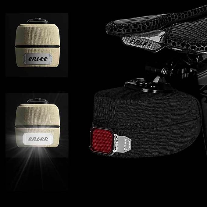 ENLEE Bike Saddle Bag, Adjustable Bicycle Seat Bag, Quick-release Tail Bag Cycling Seat Pack for Mountain Road Bikes (Khaki)