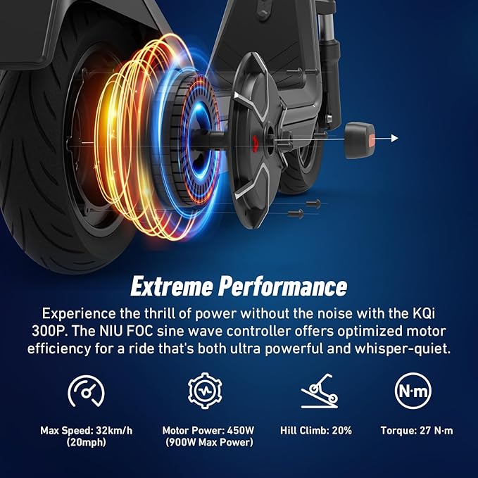 NIU K100P/K200F/K300P Electric Scooter Adults - E Scooter with Suspension, 600-900W Peak Power, 18-34 Miles Max Range, Top Speed 17.4-20MPH, Commuting E-Scooter, Folding Handlebars(Only K200F)