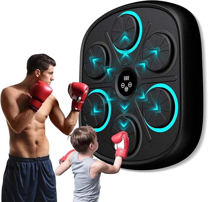 2025 New Model Smart Music Boxing Machine for Adults and Kids, Training Machine with LED Electronic Wall Mounted, Home Indoor Workout Equipment with Premium Boxing Gloves