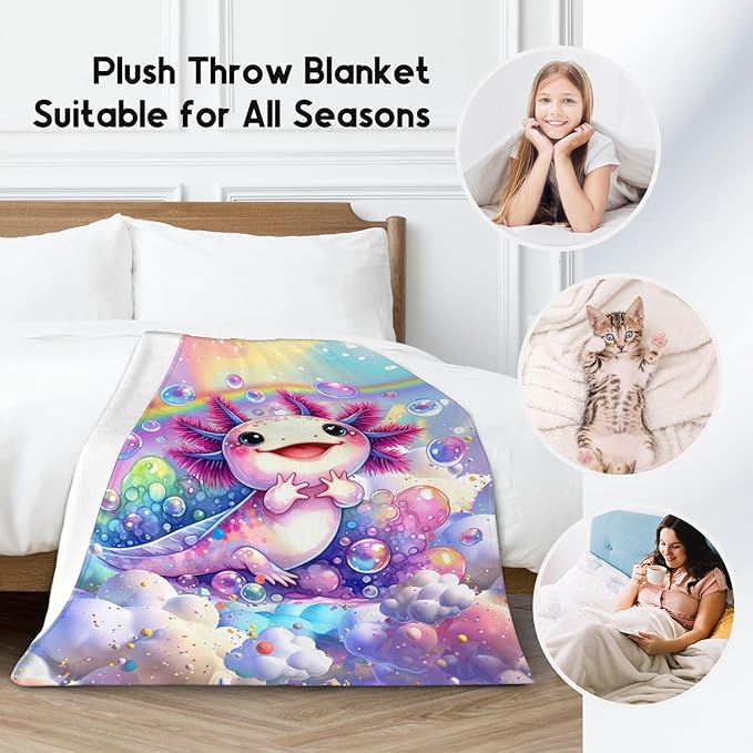 Axolotl Blanket Gifts Girls Blankets for Kids - 50x60 Inches Soft Cute Throw for Toddler