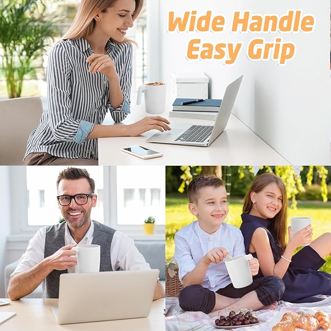 Wheat Straw Cups 16 OZ, Unbreakable Coffee Mugs Set of 6, Alternatives to Plastic Drinking Cups Reusable, Dishwasher Safe Tea Cups for Kitchen, Camping, Farmhouse - White