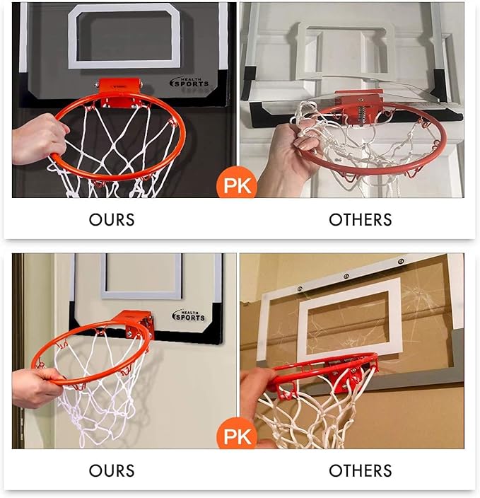 AOKESI Indoor Mini Basketball Hoop Set for Kids - 17" x 12.5" Door Hoops Room&Wall Mounted with Complete Accessories Game Toys Balls Gifts Boys Teens
