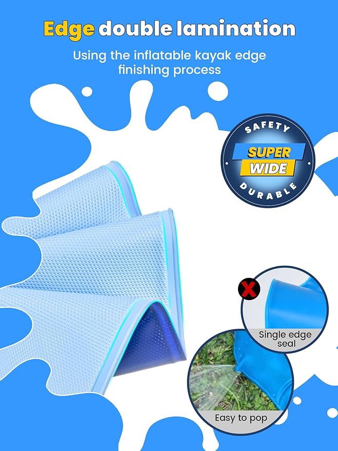 VISTOP Non-Slip Splash Pad for Kids and Dog, Thicken Sprinkler Pool Summer Outdoor Water Toys - Fun Backyard Fountain Play Mat for Baby Girls Boys Children or Pet Dog (117 Inch, Red&Yellow&Green&Blue)