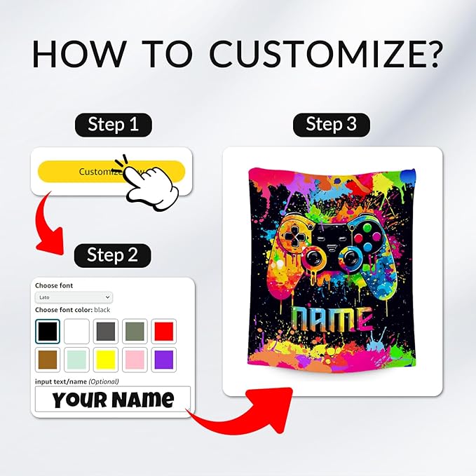 Boys Throw Blankets - Custom Gaming Gifts - 4 Sizes Cool Gamer Throw for Adults - Cozy Soft Fleece Blanket for Couch Bed