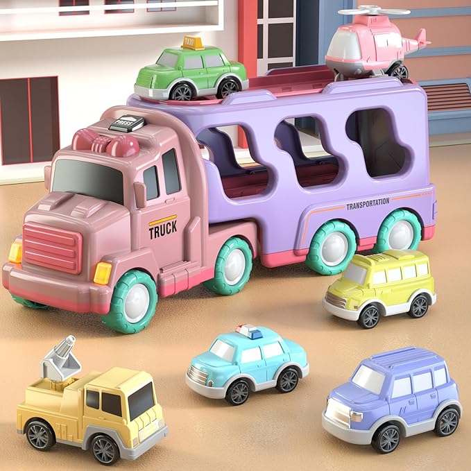 7 in 1 Car Truck Toys for Toddlers, Truck Toys with Light Sound, Birthday Gifts for 3-5 Year Olds