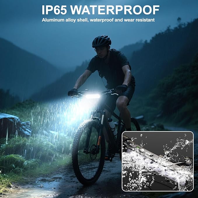 4800 Lumen Bike Lights, USB-C Rechargeable Bicycle Light, Super Bright Bike Lights for Night Riding, IP65 Waterproof Bicycle Headlight, for Commuters Adults and Children