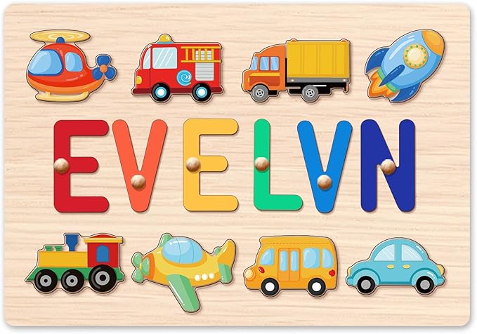 Baosity Personalized Name Puzzle for Kids, Custom Wooden Puzzles for Toddlers 1-3, Toddlers Kids Puzzle, 1st Birthday Gifts Boy Girl, Educational Baby Toys, Birthday Easter Christmas