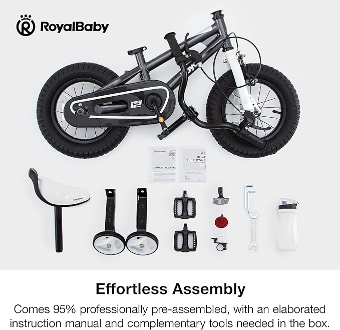 RoyalBaby Kids Bike EZ Freestyle Training Free Balance to Pedal Easy Learning Bicycle, 12-18 Inch for Toddlers to Big Kids