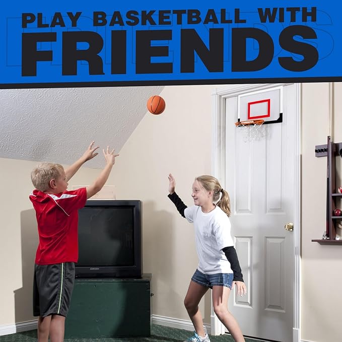 TOY Life Basketball Hoop Indoor with Scoresboard Basketballhoop for Kids Over The Door Mini Hoops for Teens and Adults Door Room Office Goal with 4 Balls