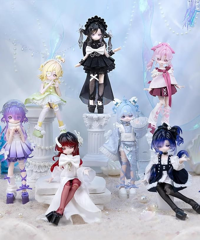 CALEMBOU BJD Blind Box, Ocean Gemstone Series 18cm Ball Jointed Doll, Cute Dress Up Doll with Joints, Collection Action Figure for Birthday Christmas