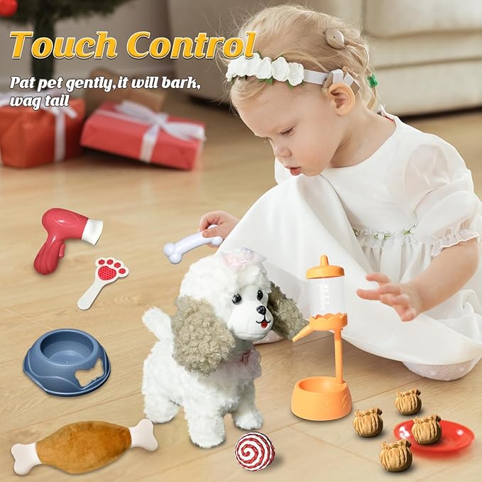 Puppy Toys for Kids, Toy Dogs That Walk and Bark, Walking Dog Toy for Kids with Leash, Interactive Stuffed Puppy with Remote Control, for Girls and Boys Aged 3-7 Year Old