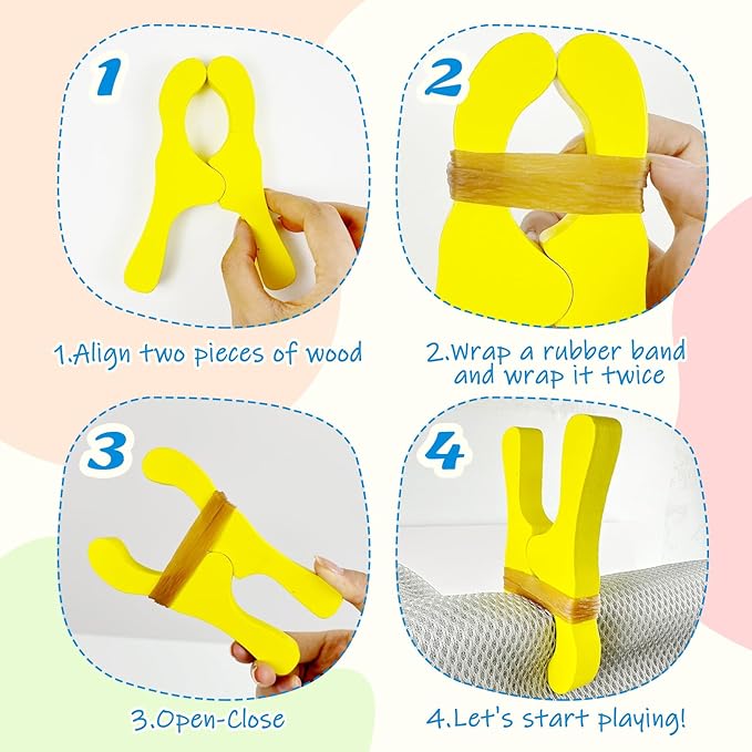 10 PCS Colorful Wooden Play Clips Set - Montessori & Waldorf Fort Building Kit for Children with Handmade Giant Clips. Perfect for Kindergarten, Home, School & Playgrounds