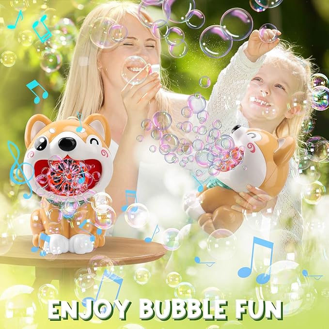 Dog Bubble Machine Toys for Kids 3-8 Years Old: Bubble Blower Maker with 2 Solutions, Light & Music Outdoor Party Toy, Birthday Gift for 3 4 5 6 7 8 Year Old Girls Boys