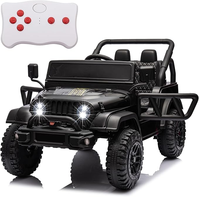 POSTACK 24 Volt Ride on Car with Parental Remote Control, 4x4 Battery Powered Electric Vehicle, 4WD Ride on UTV Toy for Kids to Drive w/Music, Bluetooth, Power 4 Wheels for Toddler Ages 3+, Black