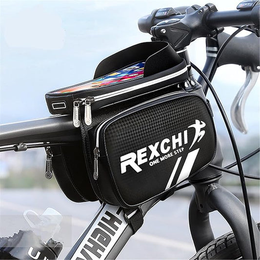 Bike Front Frame/Handlebar Phone Mount Bag Top Tube Bike/Bicycle Bag Waterproof Cycling Accessories Bike Pouch with Sensitive TPU Touch-Screen Fit Smartphone Below 6.5''