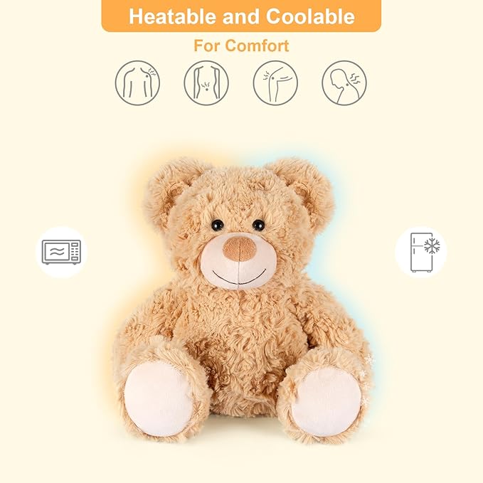 Teddy Bear Stuffed Animals, Microwavable Stuffed Animal Heating Pads for Heat Therapy, Stress Relief Toy for Anxiety, Cuddle, Companion, Bear Plush Gifts for Girls Boys Adults