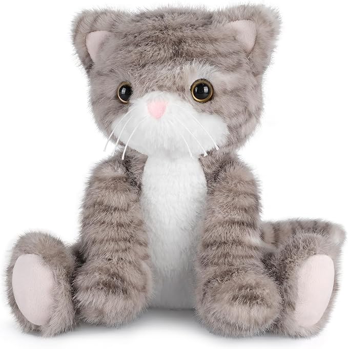 Heatable & Coolable Grey Cat Stuffed Animal, Cat Heating Pad Microwavable for Soothing & Relaxation, Lavender Scented Cat Plush Toy for Stress Relief, Stuffed Cat Toys for Kids