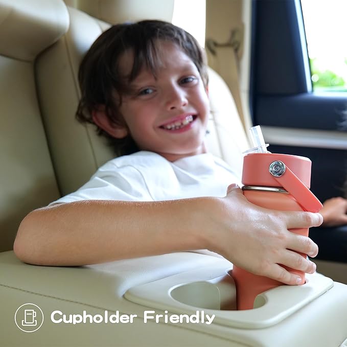 OISIZ Kids Water Bottle with Straw Lid 14oz, Vacuum Insulated 316 Stainless Steel Water Bottles for Kids for School, Leakproof Water Bottle, BPA Free and Keep Cold for 24 Hours,Ocean