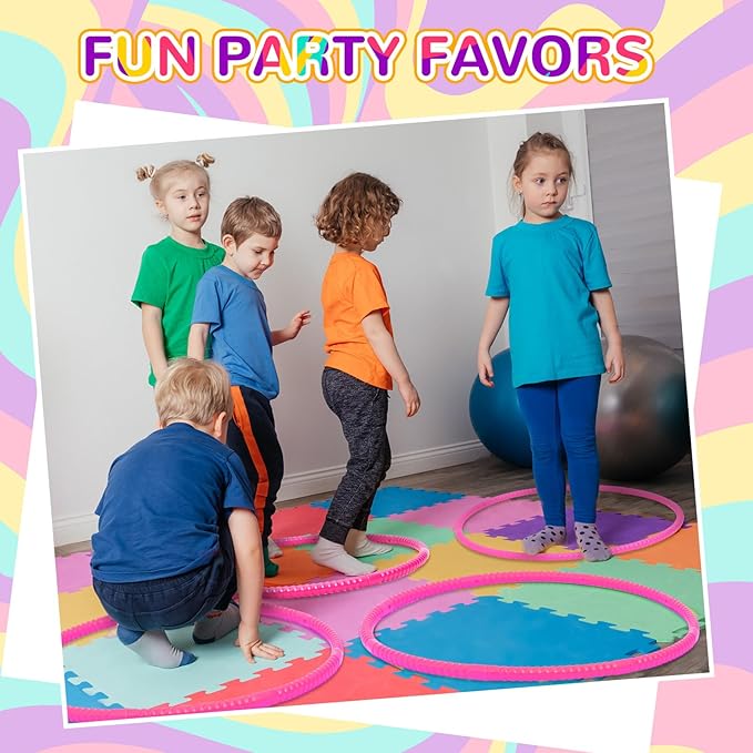 Shappy 6 Pcs Exercise Hoop Detachable Adjustable Plastic Toy Playground Toys Colored Hoop Circles for Teens Games Gymnastics Dog Agility Equipment Party Decor