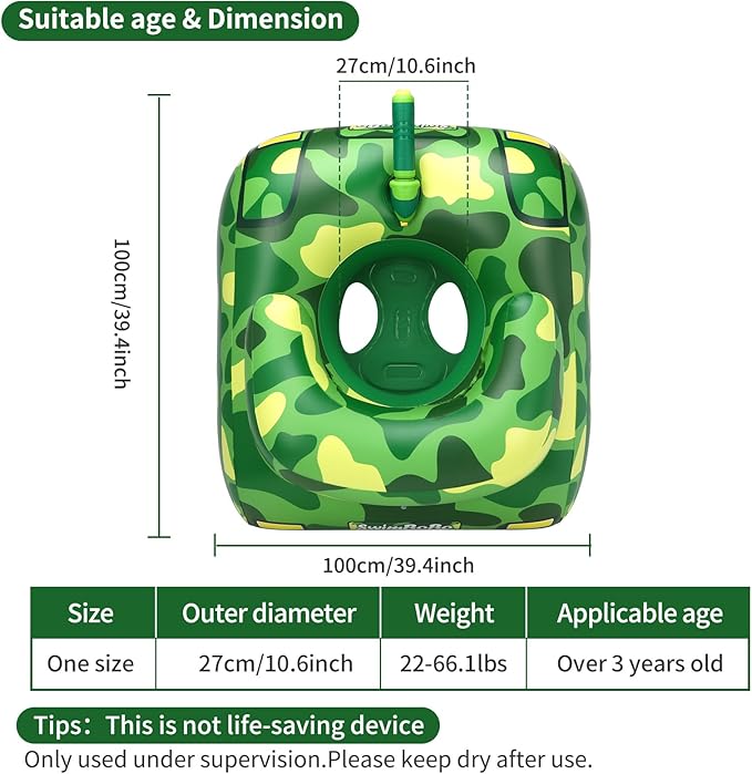 Swimbobo Toddler Pool Float with Seat Boat Inflatable Ride-on Airplane Pirates Sharks Car for Kids Outdoor Toys