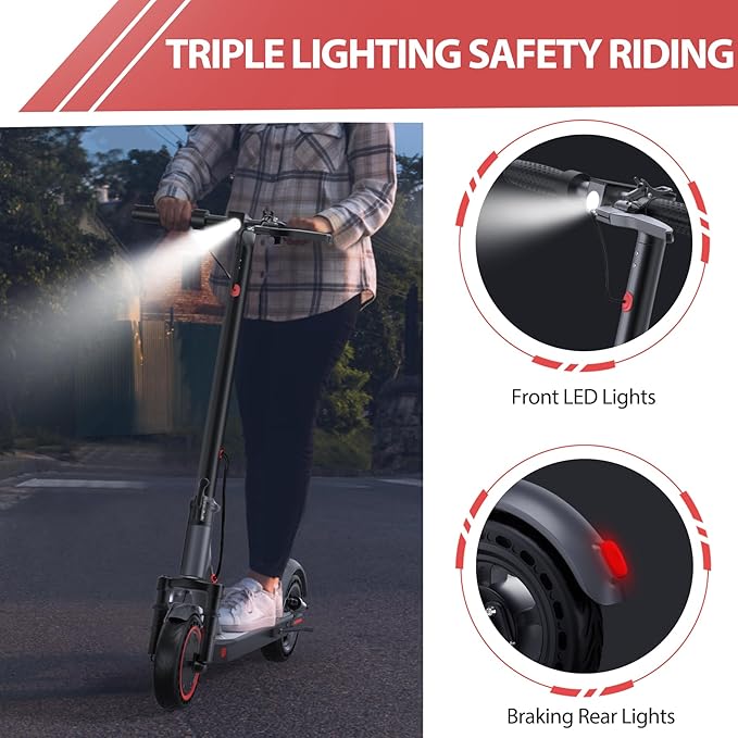 Electric Scooter, 8.5" /10" /14" Tire, 16/19/22 Mph Top Speed, 12/22/27/28/49 Miles Long Range, Folding Escooter for Adults and Teens with Dual Braking,Dual Suspension, App