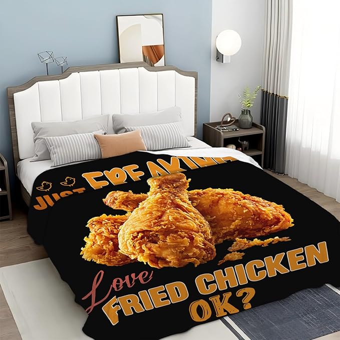 Fried Chicken Blanket, Fried Chicken Drumstick Flannel Throw Blanket, Cozy Fleece Soft Delicious Food Blankets Gift for Kids Couch Sofa Bed 50" x 40"