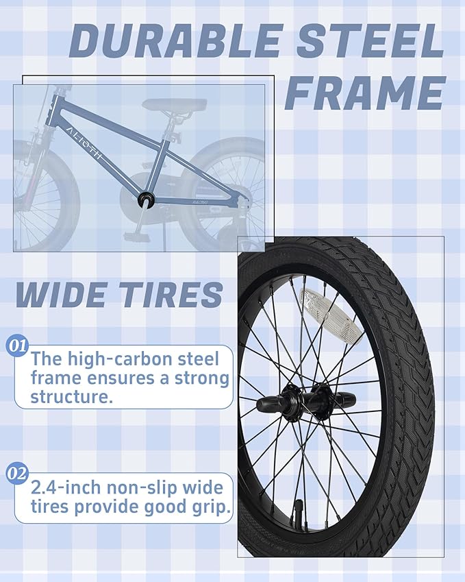 12 14 16 20 Inch Kids Bike BMX Style Bicycle with Training Wheels for 2-14 Years Old Toddlers Boys Girls Coaster Brake Multiple Colors