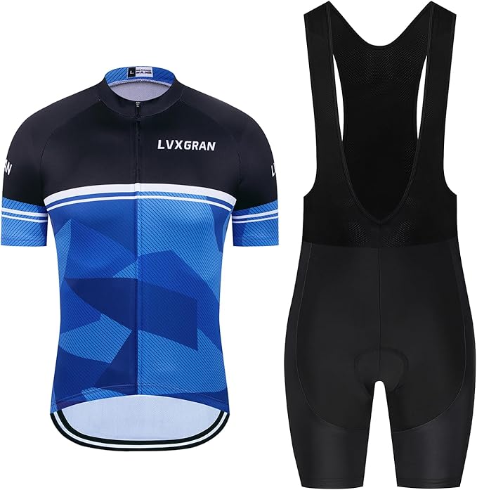 Men's Cycling Jersey Sets Road Bike Jersey Bibs + Shorts with 20D Gel Pad MTB Riding Clothing Kit