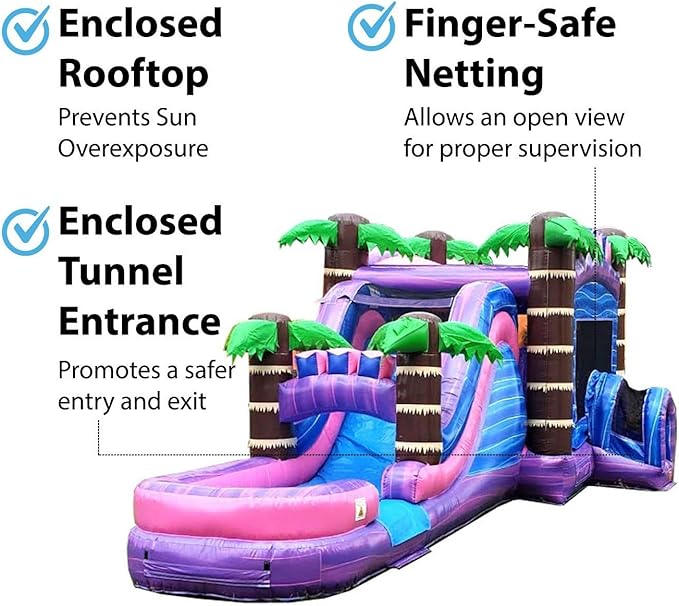 TentandTable Inflatable Bounce House Water Slide for Kids 5-12 Large, Commercial Grade Mega Bouncy Castle for Adults, Jump House, Includes Electric Air Blower, 32' L x 16' W x 15' H, Purple Marble