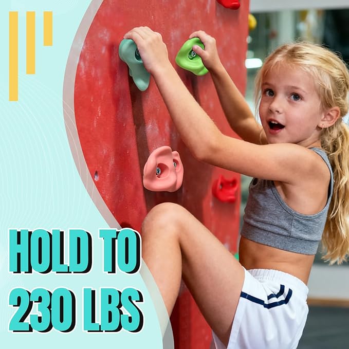 25 PCS Rock Climbing Holds for Kids, Extra Large Climbing Rock Wall Grips, Adult Rock Wall Holds Rock Wall Climbing Kit with Hardware for Indoor and Outdoor Climbing Wall Holds（Pastel Color）