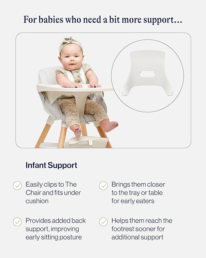 Lalo The High Chair Infant Kit - Convertible Wooden High Chair for Babies & Toddlers with Infant Support & Cushion, Grows with Your Child, Dishwasher Safe Tray, Adjustable Footrest Sage