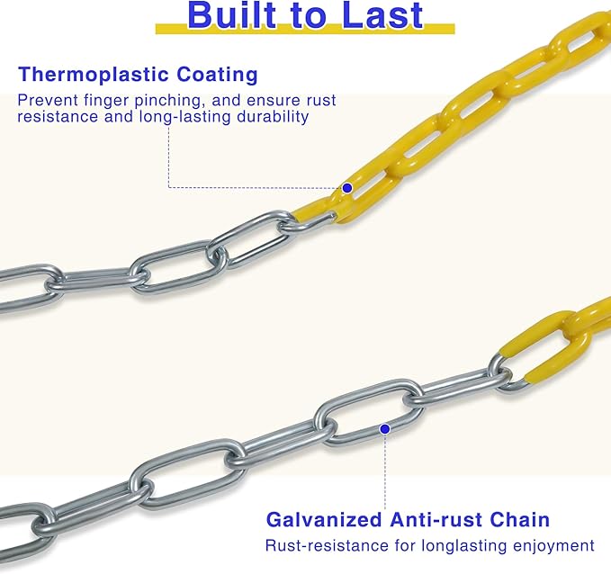 REDCAMP Outdoor Kids Swingset, Trapeze Swing Bar and Climbing Rope with Heavy Duty Coated Chains and Carabiners, Backyard Playground Accessories (Blue)