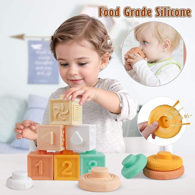 Montessori Toys Wooden Musical Instruments for Kids, Percussion Instruments Music Toy Set with Tambourine, Handbells, Clarinet, Sounder for Toddlers, Educational Toys for Baby (Natural Color)