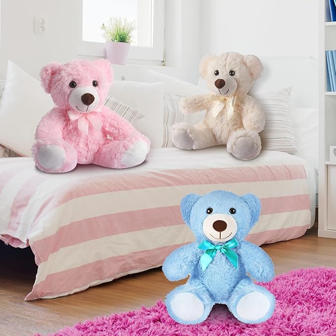 Civaner 4 Pack 14 Inches Bear Plush Stuffed Animals Operation Christmas Cute Soft Bears Gifts Bulk for Girls Boys Girlfriend(Pink, Blue, White, Purple)