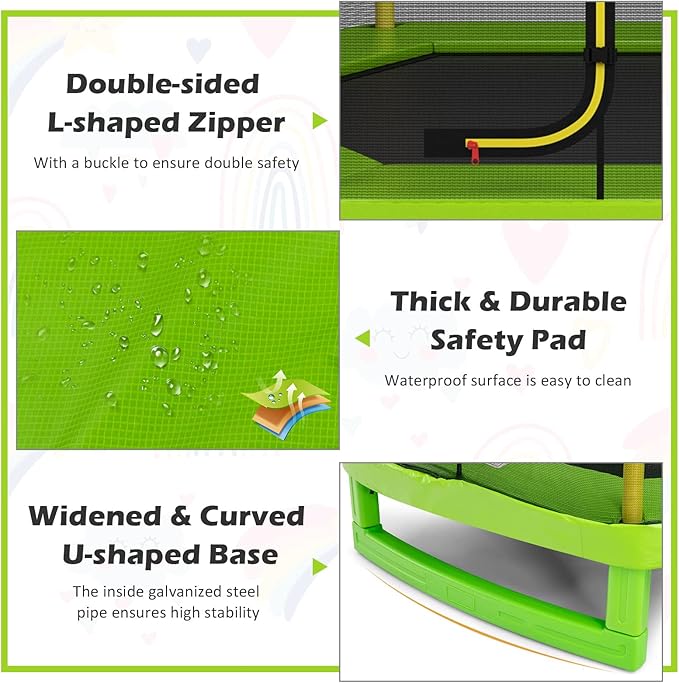 GYMAX Trampoline for Kids, 7FT Toddler Trampoline with Safety Enclosure Net & Seamless Spring Pad, Heavy Duty Small Indoor/Outdoor Trampoline for Boys, Girls Age 3+