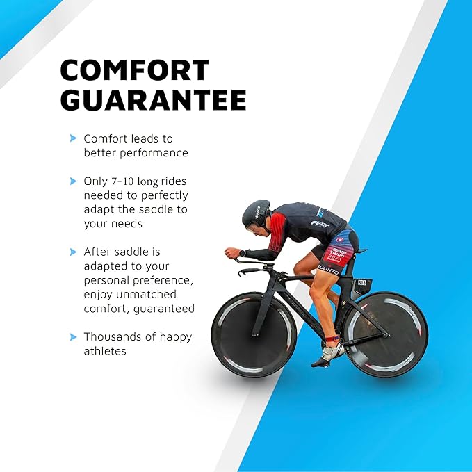 SRT Super Short Noseless Pain-Free Adjustable Bicycle Saddle Black with Titanium Rails Custom Fit Comfort, one Size