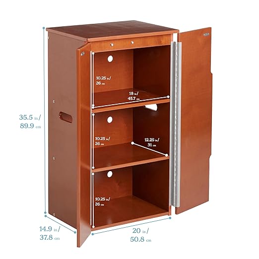 ECR4Kids Play Kitchen Refrigerator, Wooden Playset, Dark Walnut