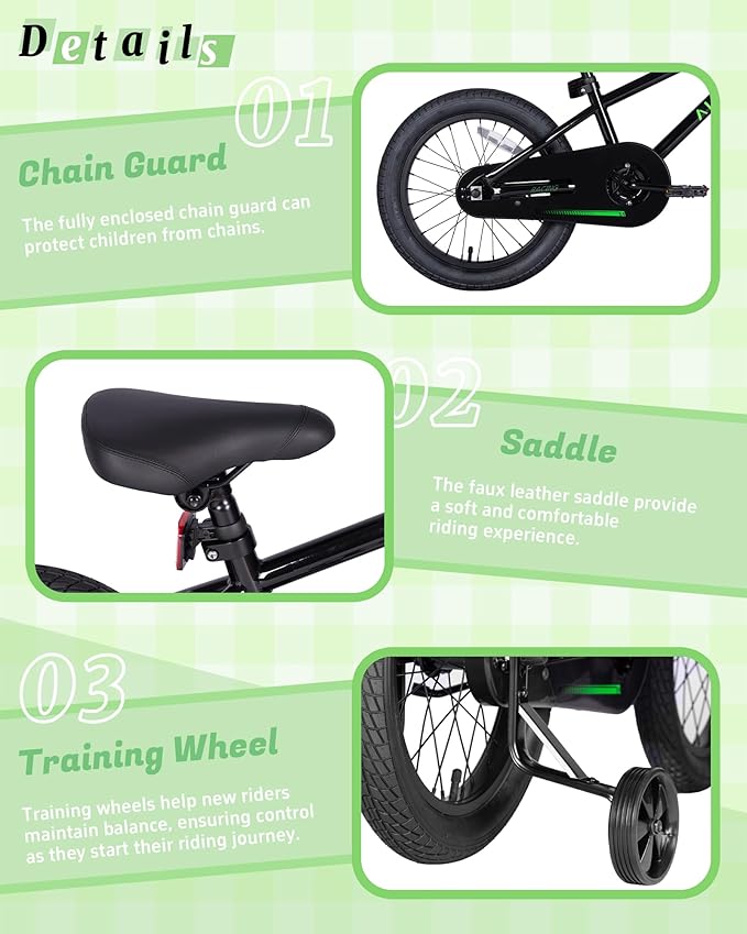 12 14 16 20 Inch Kids Bike BMX Style Bicycle with Training Wheels for 2-14 Years Old Toddlers Boys Girls Coaster Brake Multiple Colors