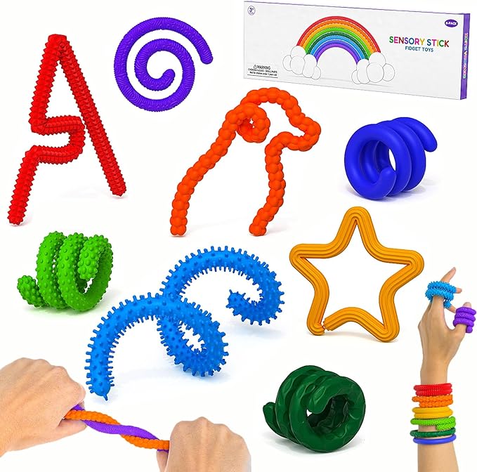 8Packs Fidget Toys Sensory Sticks，Sensory Toys for Kids with Autism Calming ，Autism Classroom Must Haves Calming Sensory Toy for Special Needs, Fidgets for Classroom Gifts for Kids