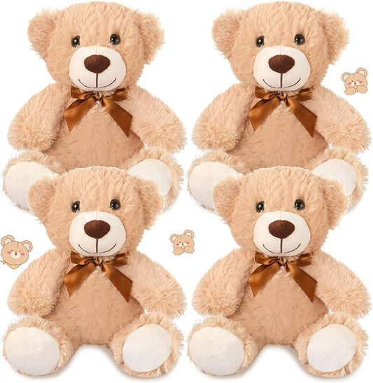 Civaner 4 Pack 14 Inches Bear Plush Stuffed Animals Operation Christmas Cute Soft Bears Gifts Bulk for Girls Boys Girlfriend(Light Brown)