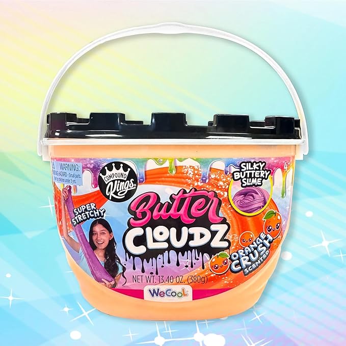 Compound Kings Fluffy Butter Cloudz Scented Large Slime Bucket for Kids – Soft, Squishy, Non-Toxic Sensory Toy | Orange Crush Slime Gift