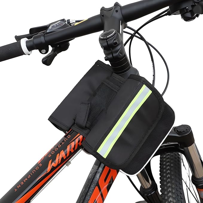 UNICOLD Waterproof Bicycle Storage Bags Reflective Phone Mount Top Tube Bag Bike Phone Case Holder Accessories Cycling Pouch Compatible with iPhone 15,14, 13, 12, Samsung Galaxy Ultra phones Fit 6.5”