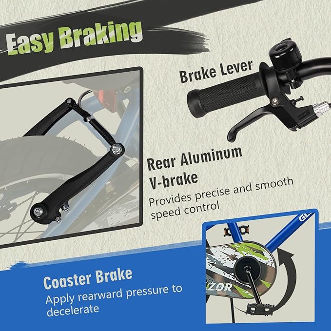 Glerc Kids Bike for Ages 1-8 Years Old, 12-16 Inch BMX Style Kids Bicycle with Training Wheels, Boys Bike for Children and Toddler, Multiple Colors