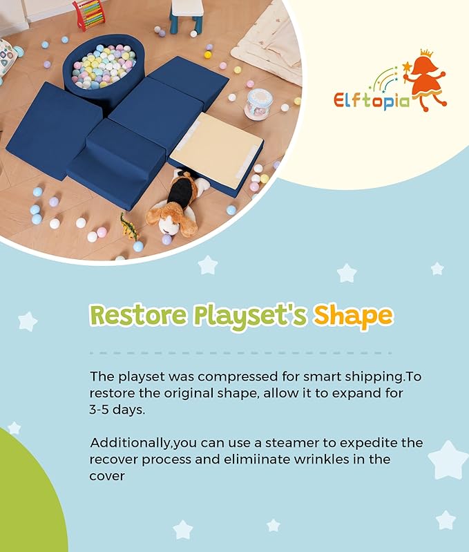 Foam Climbing Blocks with Ball Pit & Stairs for Toddlers Aged 1-3 -Soft Playset for Indoor Crawling, Foam Playground Set for Baby to Active Playing Inside -(Balls NOT Included),Navy