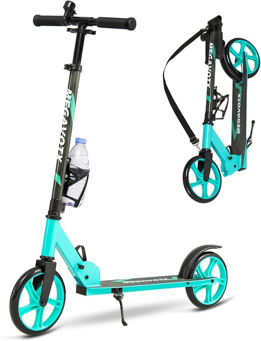 Foldable Kids Scooter with 8 inch Sturdy Wheels - Scooters for Kids, Teens, Adults Ages 8+, Adjustable Handlebar, Gift for Boys&Girls, 220lbs Max Load, Bearing ABEC7,Cup Holder