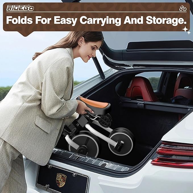 Ridego Toddler Tricycle with Push Handle for 3-5 Years Old Boys and Girls,5 in 1 Foldable Toddler Bike with Adjustable Seat, Kids Tricycle Ride-on Toys for Kids Birthday Gifts