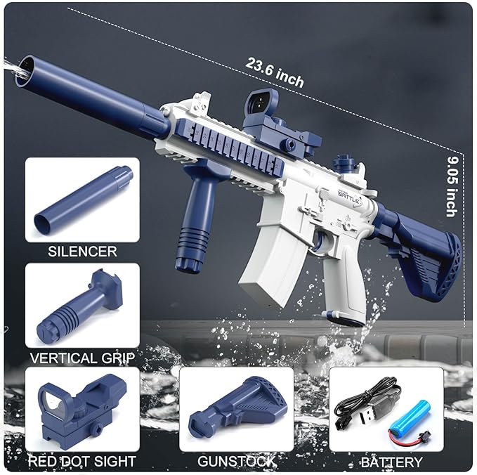 JONEG Electric Water Blaster for Kids Adults - Automatic, Extended-Range, Universal Inlet, Summer Outdoor Beach Swimming Pool Party Toys, Gift for Kids Age 8 9 10 11 12 Years Old Boys