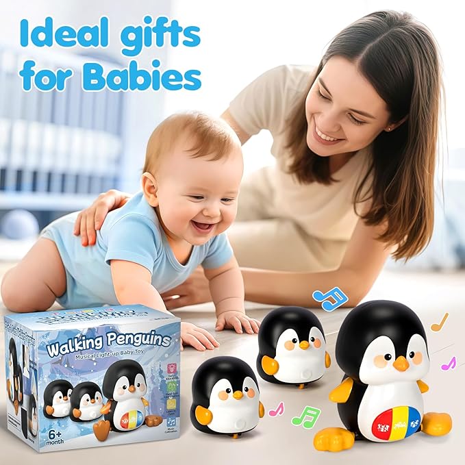 Baby Toys 6-12 Months, Musical Penguins Crawling Infant Toys, Early Learning Toy for Tummy Time with Light & Sound, Birthday Gifts for Babies Newborn Boys Girls 0-3-6 7 8 9 10 11 Months 1 Year Old