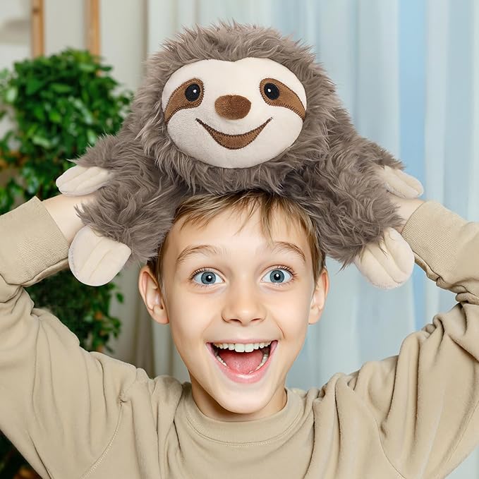 Sloth Stuffed Animals, Microwavable Stuffed Animal Adorable Fluffy Sloth Plush for Warmth & Comfort, Heatable & Coolable Lavender Scent Toy, Cute Soft Plushie Gifts for Kids Adult & Children Boy Girls